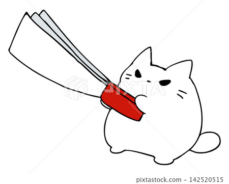 Cat holding a paper fan Cat holding a paper fan 142520515
