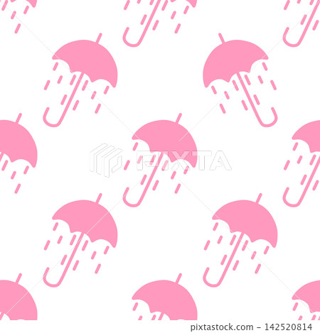 粉紅色雨傘和雨的無縫圖案 粉紅色雨傘和雨的無縫圖案 142520814