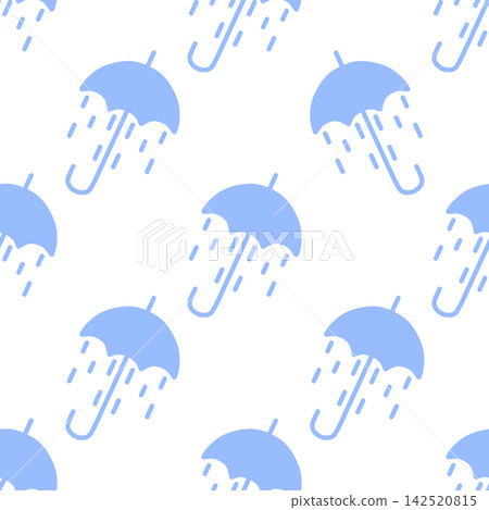 雨傘和雨的無縫圖案，淺藍色 142520815