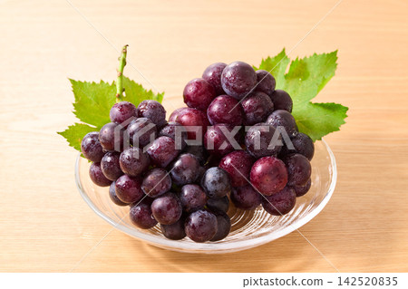 Kyoho grapes served on a glass plate Kyoho grapes served on a glass plate 142520835