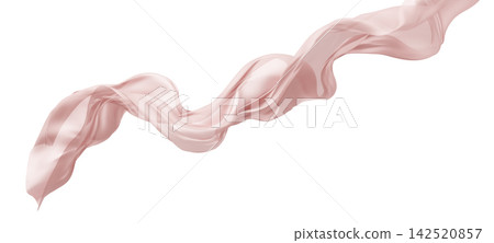 Dusty pink sheer chiffon fabric ribbon flowing isolated on white background 3D render Dusty pink sheer chiffon fabric ribbon flowing isolated on white background 3D render 142520857