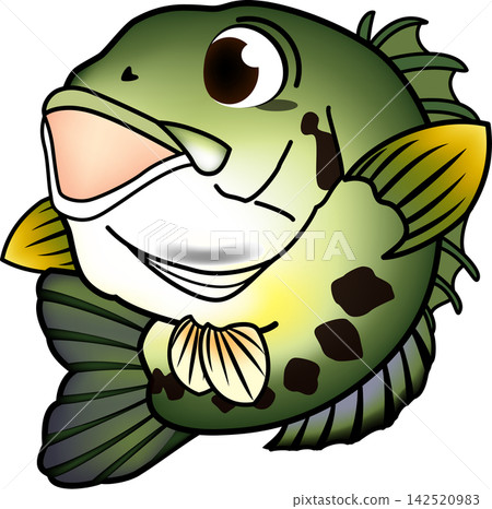 可愛的黑鱸魚角色插畫 可愛的黑鱸魚角色插畫 142520983