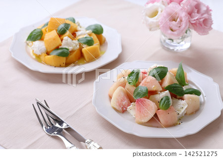 Peach and mozzarella, peach caprese, peach caprese Peach and mozzarella, peach caprese, peach caprese 142521275