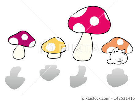 一隻貓偽裝在蘑菇叢中 一隻貓偽裝在蘑菇叢中 142521410
