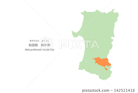 A vector illustration of a map of Akita Prefecture showing Yokote City, Akita Prefecture, as the exact location. A vector illustration of a map of Akita Prefecture showing Yokote City, Akita Prefecture, as the exact location. 142521418