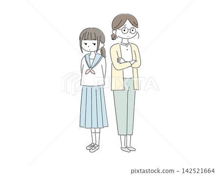 An illustration of a mother struggling to deal with her teenage daughter. An illustration of a mother struggling to deal with her teenage daughter. 142521664