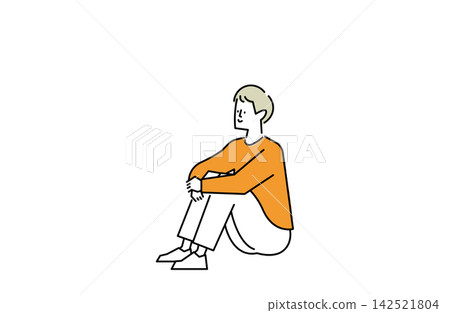 一個盤腿坐著的男人 一個盤腿坐著的男人 142521804