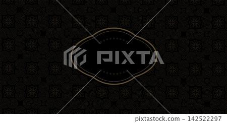 A geometric design with a gold pattern on a black background, based on traditional national art A geometric design with a gold pattern on a black background, based on traditional national art 142522297