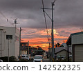 Sunset sky seen from residential area 142522325