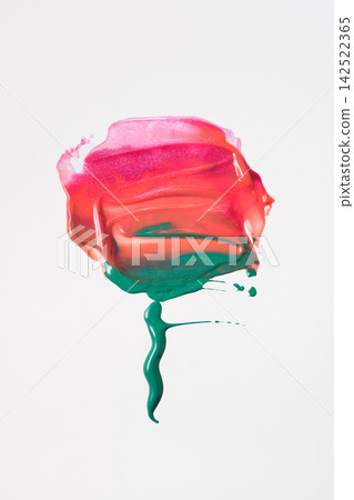Abstract flower shape made from lip gloss and shadow against white background Abstract flower shape made from lip gloss and shadow against white background 142522365