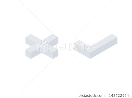 Isometric illustration set of parallel X marks and check marks (gray) Isometric illustration set of parallel X marks and check marks (gray) 142522934