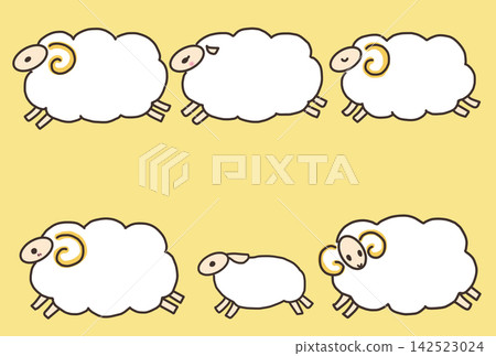 可愛的綿羊一家插圖。 可愛的綿羊一家插圖。 142523024