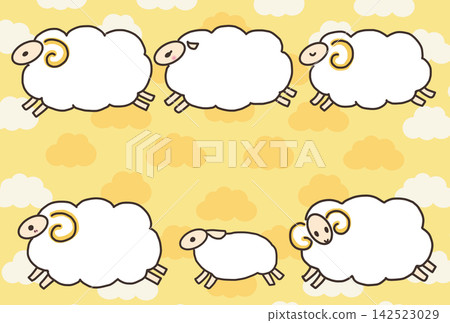 可愛的綿羊一家插圖。 可愛的綿羊一家插圖。 142523029
