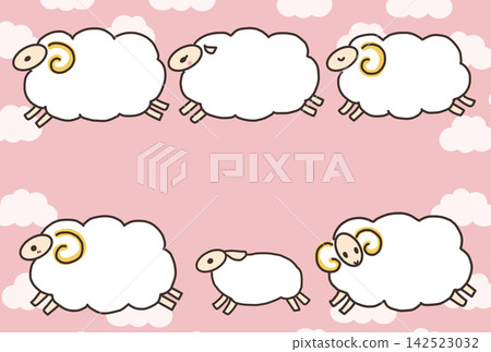 A pop art illustration of a sheep family. A pop art illustration of a sheep family. 142523032