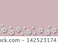 White cherry blossoms on a pink background (3DCG) 142523174