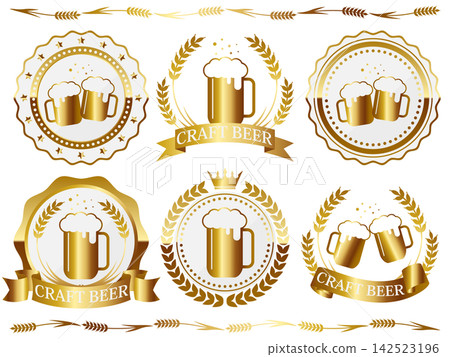 A set of 6 high-quality beer emblems in white and gold. 142523196