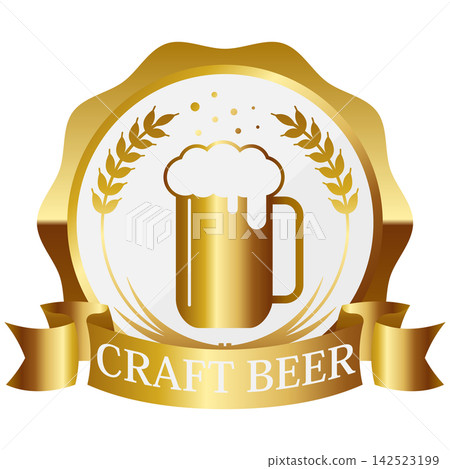 A luxurious beer emblem in white and gold. 142523199