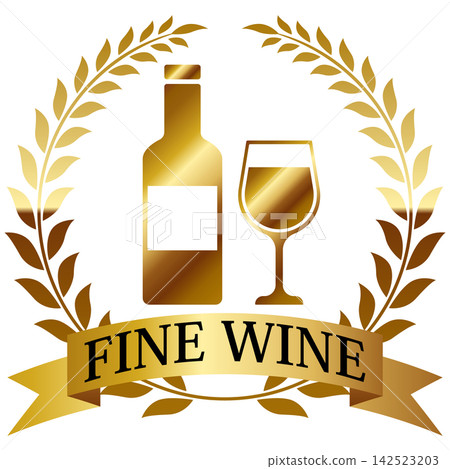 A luxurious gold wine emblem. A luxurious gold wine emblem. 142523203