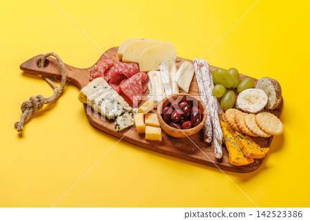 Antipasto platter with cheese and meats Antipasto platter with cheese and meats 142523386