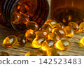 Fish oil Omega 3 capsules vitamin with EPA and DHA. 142523483