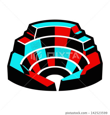 Open pit mine vector icon with terraced landscape and bench excavation for surface mining industry corporate logo Open pit mine vector icon with terraced landscape and bench excavation for surface mining industry corporate logo 142523599