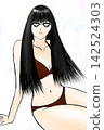 A woman in a bikini sitting sideways 142524303