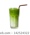 Ice milk matcha green tea on glass isolated white background 142524322