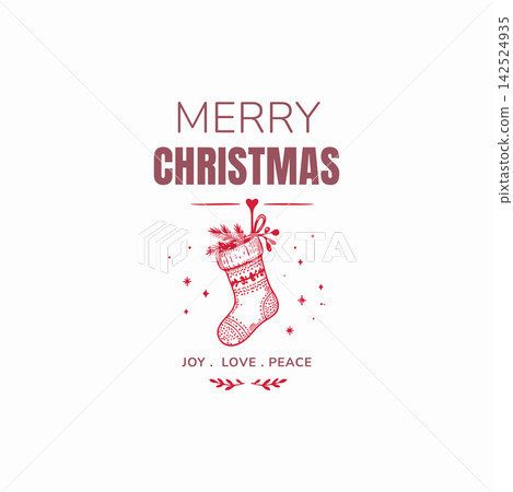 Merry Christmas Stocking Holiday Greeting Design Merry Christmas Stocking Holiday Greeting Design 142524935