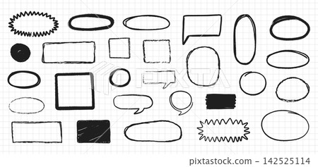 Frames and Speech Bubbles Hand Drawn Set Frames and Speech Bubbles Hand Drawn Set 142525114