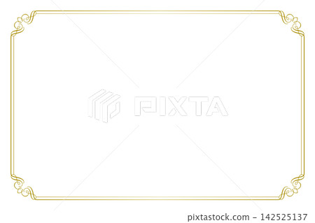 經典復古金色裝飾邊框，白色或透明背景。 142525137