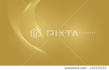 Abstract glowing golden wavy lines on gold background. Digital technology vector illustration with particle striped wave lines Abstract glowing golden wavy lines on gold background. Digital technology vector illustration with particle striped wave lines 142525255