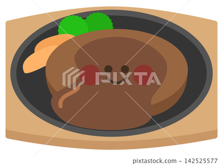 Cute hamburger (served on a hot plate) Cute hamburger (served on a hot plate) 142525577