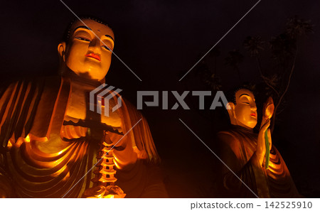 Two Sitting Buddha Statues at Chua Da Bao Pagoda in Nha Trang, Vietnam Two Sitting Buddha Statues at Chua Da Bao Pagoda in Nha Trang, Vietnam 142525910