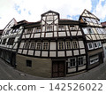 half timbered medieval houses in hann munden historical village Germany 142526022