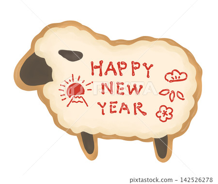 綿羊形狀的糖霜餅乾,非常適合製作新年卡片。 綿羊形狀的糖霜餅乾,非常適合製作新年卡片。 142526278