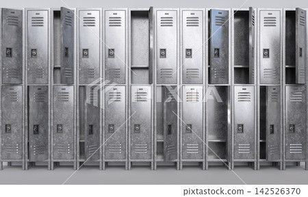 Row of metal school lockers 3d Row of metal school lockers 3d 142526370