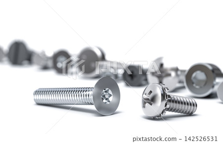 Metal fasteners with screws 3d Metal fasteners with screws 3d 142526531