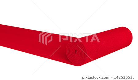 Red carpet unrolling isolated 3d Red carpet unrolling isolated 3d 142526533