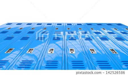 Blue school lockers row 3d transparent background Blue school lockers row 3d transparent background 142526586