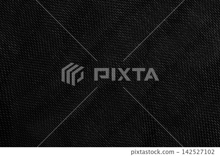 Black synthetic mesh with diagonal weave. Intricate geometric surface. Fine fibers of dark monochrome material. Abstract background Black synthetic mesh with diagonal weave. Intricate geometric surface. Fine fibers of dark monochrome material. Abstract background 142527102