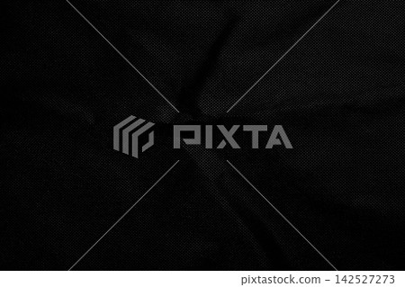 Black synthetic cloth with soft folds and grid pattern. Abstract textile background Black synthetic cloth with soft folds and grid pattern. Abstract textile background 142527273