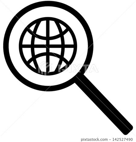A magnifying glass and globe icon representing internet search 142527490