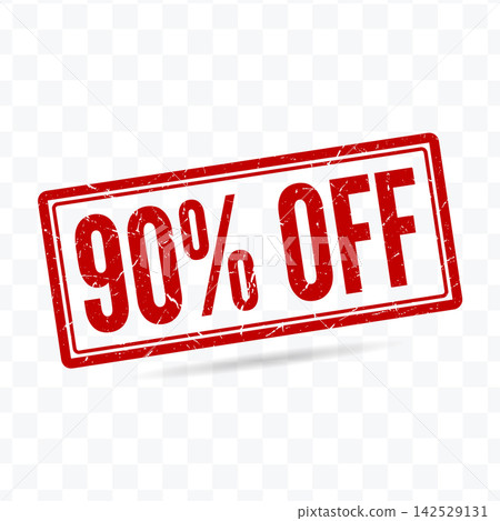 90 percent off red grunge rubber stamp vector illustration featuring distressed typography for retail sale promotion 90 percent off red grunge rubber stamp vector illustration featuring distressed typography for retail sale promotion 142529131