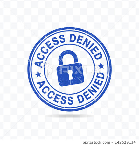 Access Denied Rubber Stamp Vector Illustration with Blue Grunge Texture and Padlock Symbol for Security Branding Access Denied Rubber Stamp Vector Illustration with Blue Grunge Texture and Padlock Symbol for Security Branding 142529134