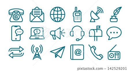 Collection of contact icons on white background Collection of contact icons on white background 142529201