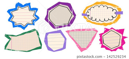 Color stickers with ripped notebook textures Color stickers with ripped notebook textures 142529234