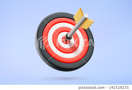 Realistic 3D dartboard with yellow arrow Realistic 3D dartboard with yellow arrow 142529235