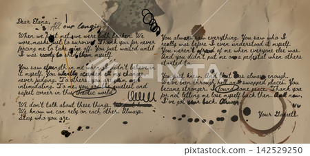 Vintage handwritten letter on crumpled paper Vintage handwritten letter on crumpled paper 142529250