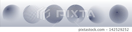 3D halftone globe shapes with network dots 3D halftone globe shapes with network dots 142529252