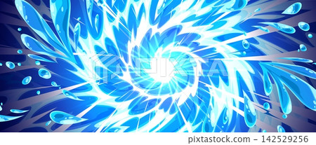 Dynamic water splash with cartoon waves and drops Dynamic water splash with cartoon waves and drops 142529256
